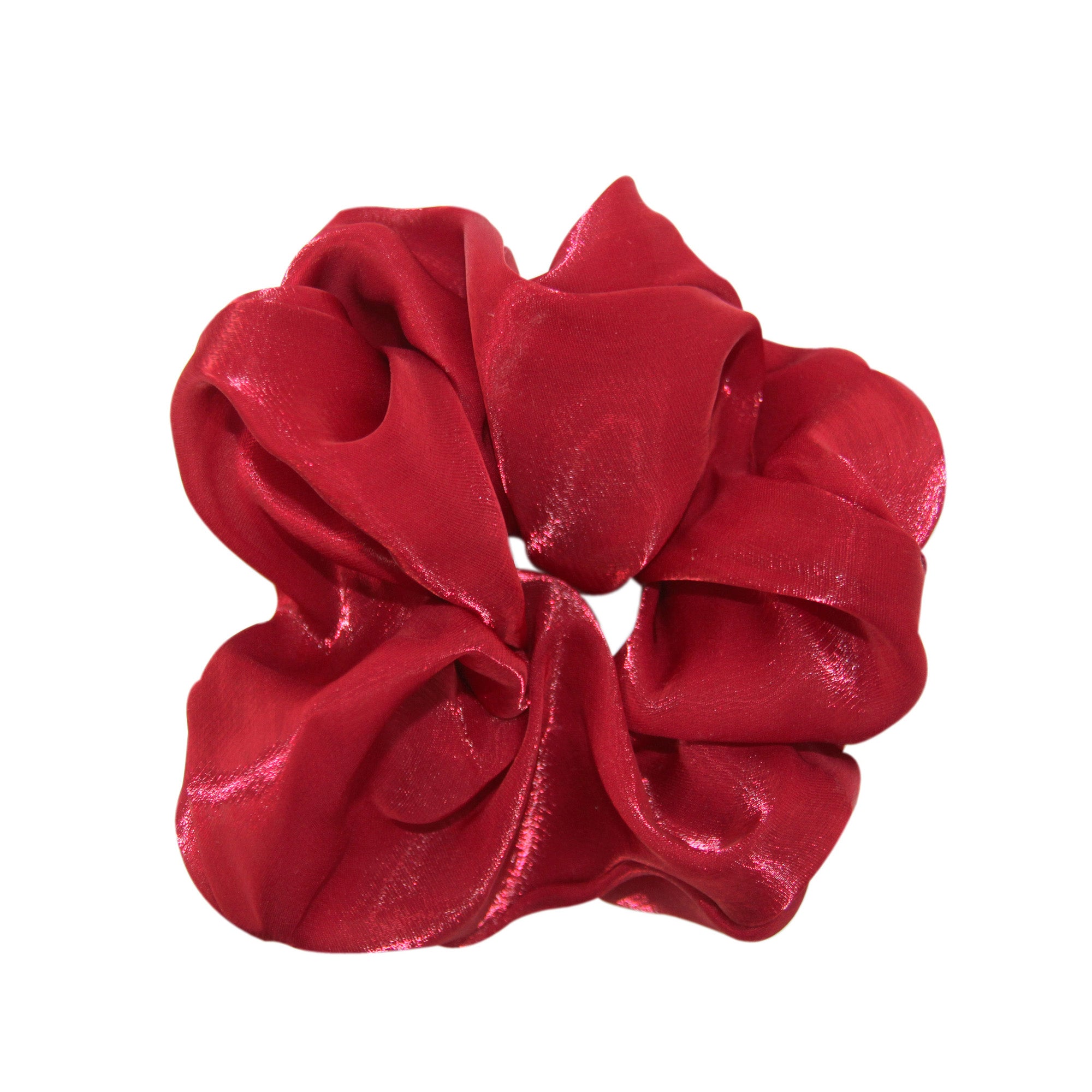 Red scrunchie on a white background