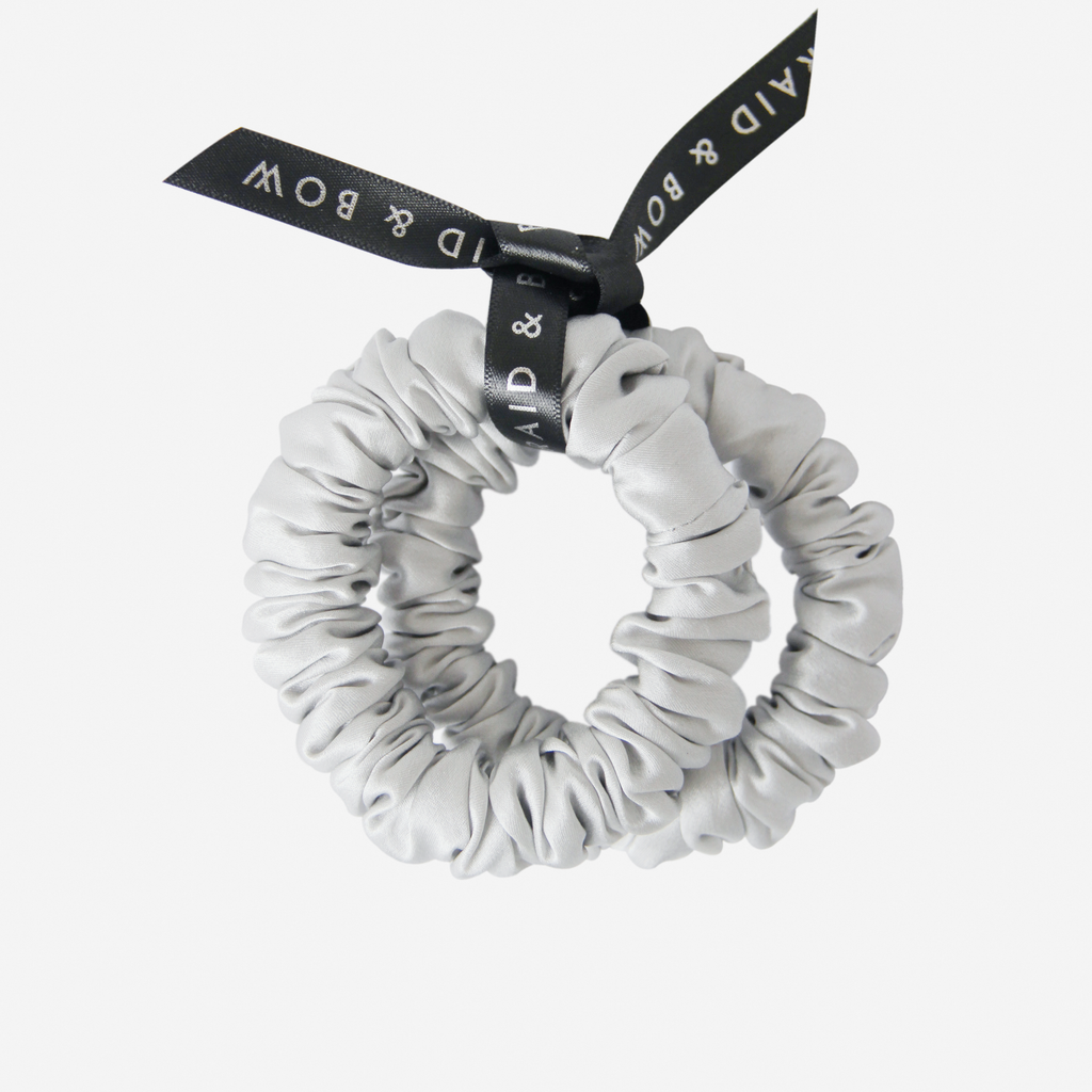 Set of 2 Silver Silk Scrunchies