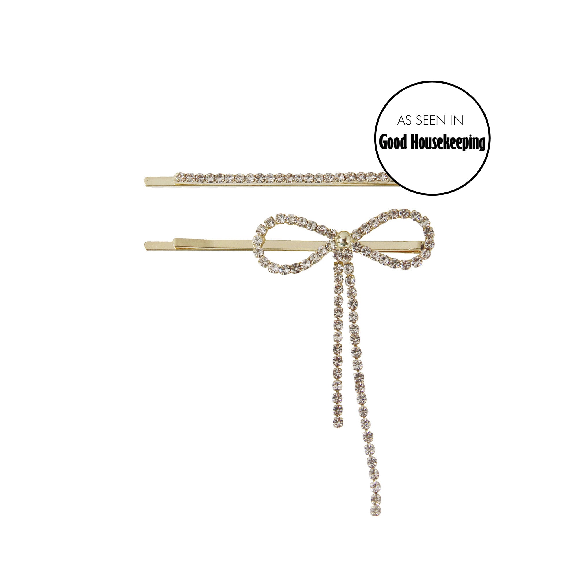 Set of 2 Crystal Bow Hair Slides