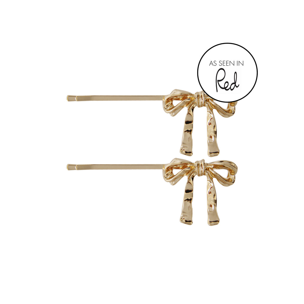 Set of 2 Gold Bow Hair Slides
