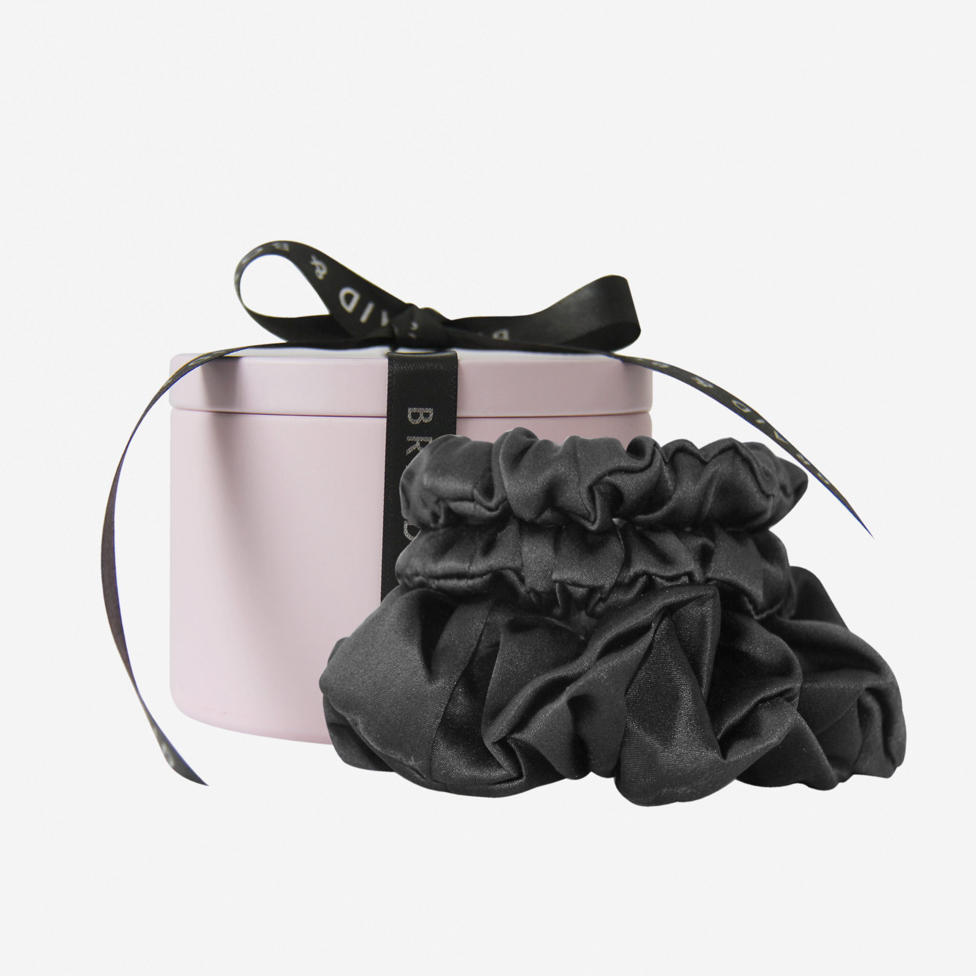 Set of 3 Black Silk Scrunchies in a Keepsake Tin