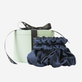 Set of 3 Navy Blue Silk Scrunchies in a Keepsake Tin