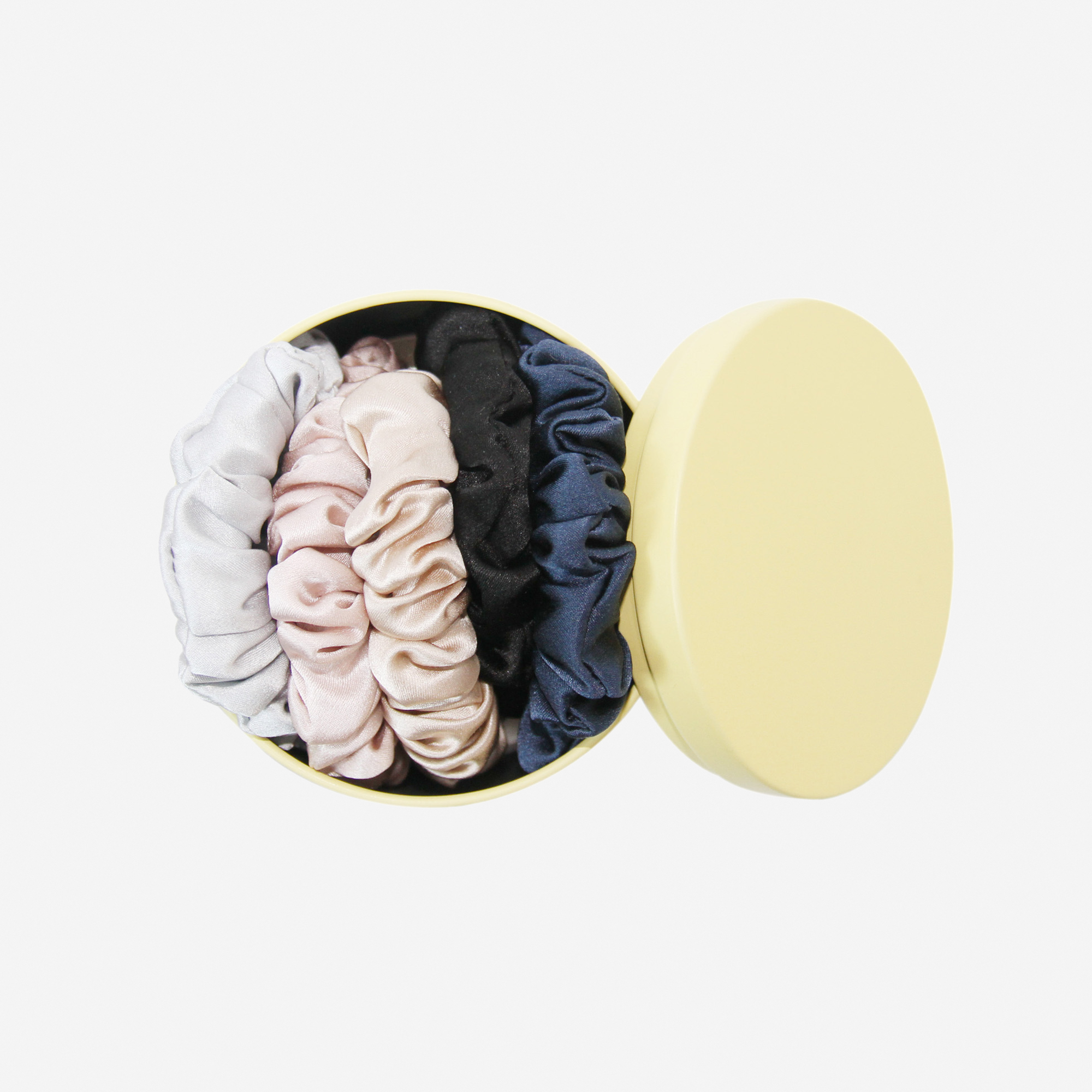 Set of 5 Silk Scrunchies in a Keepsake Tin