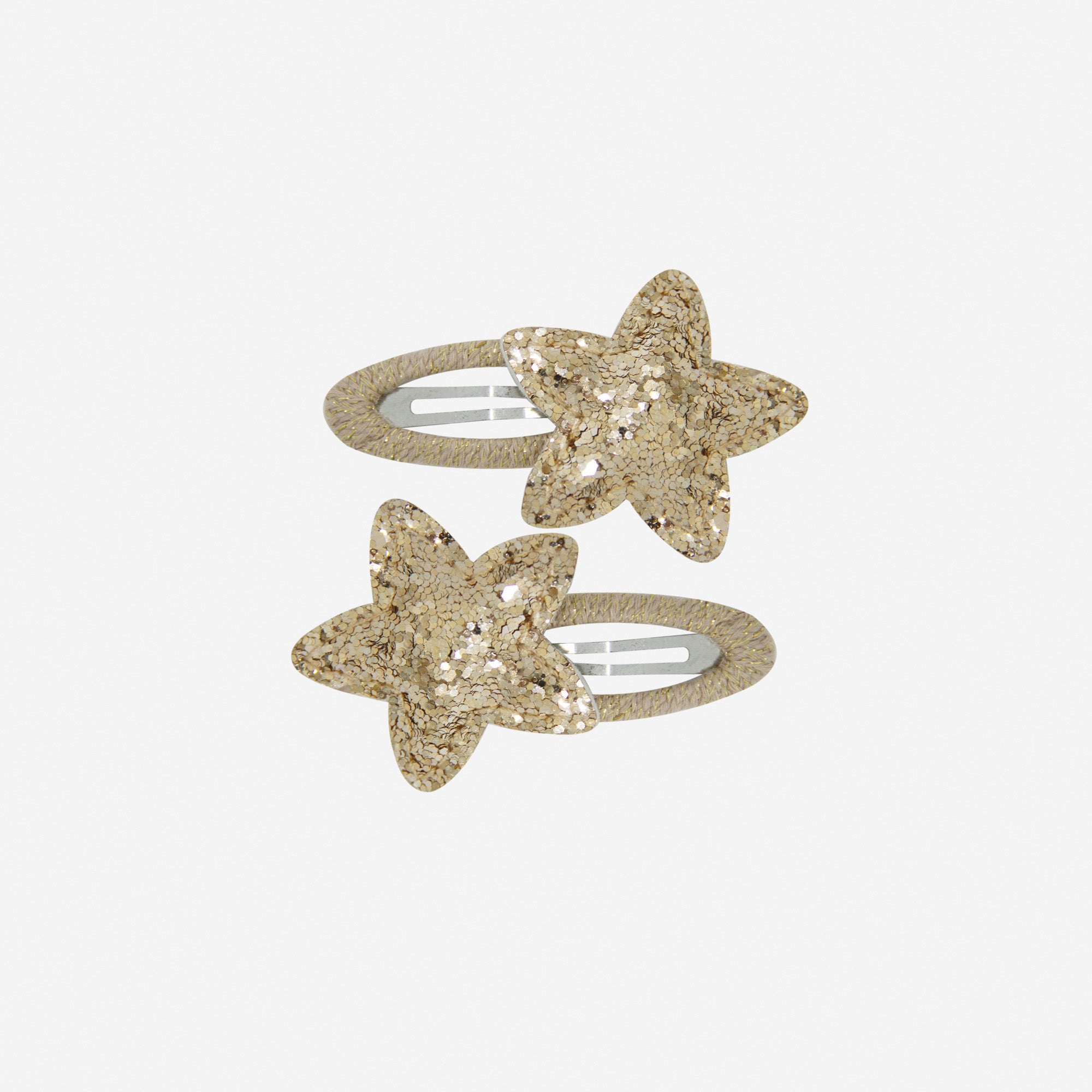 Set of 2 Gold Glitter Star Snap Hair Clips