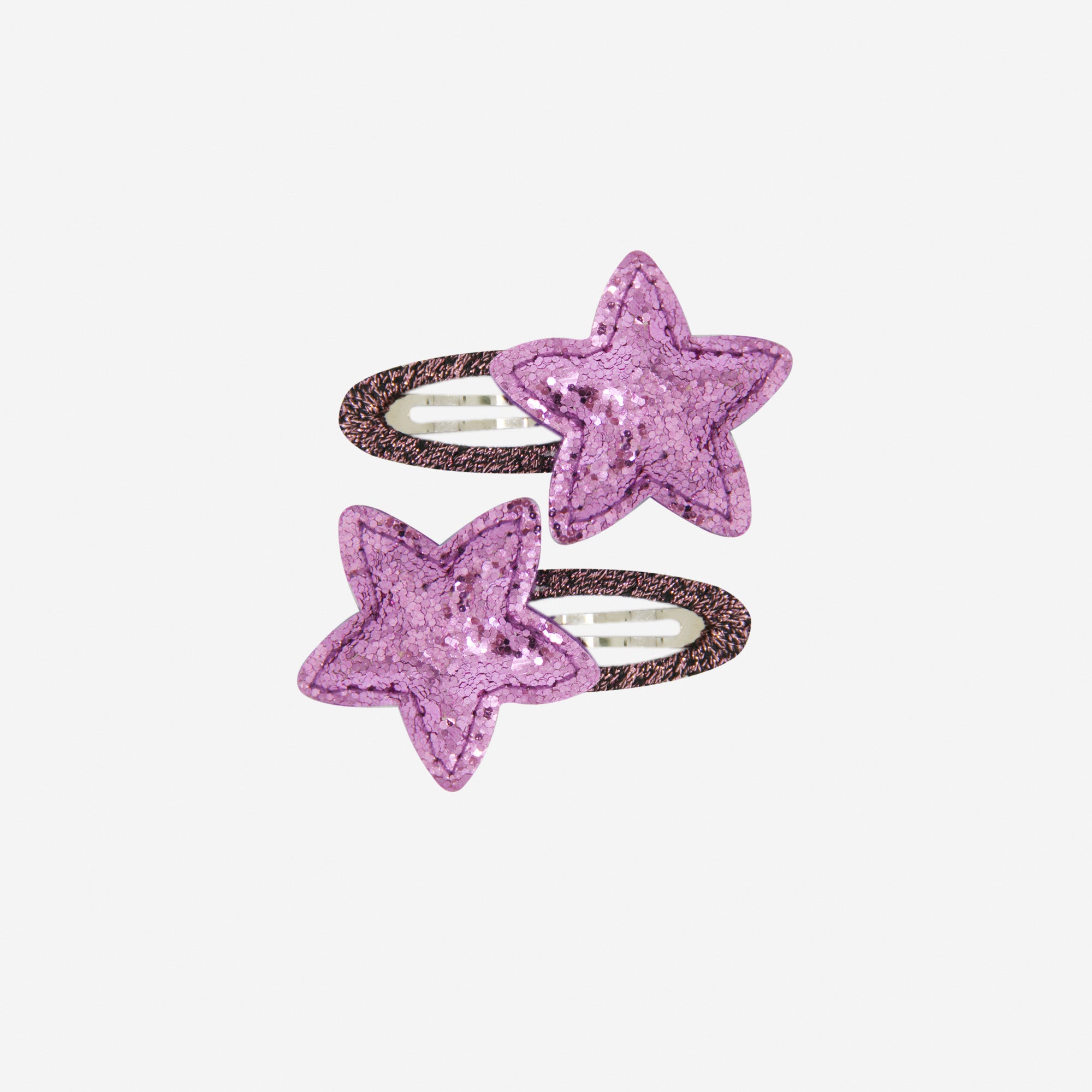 Set of 2 Purple Glitter Star Snap Hair Clips