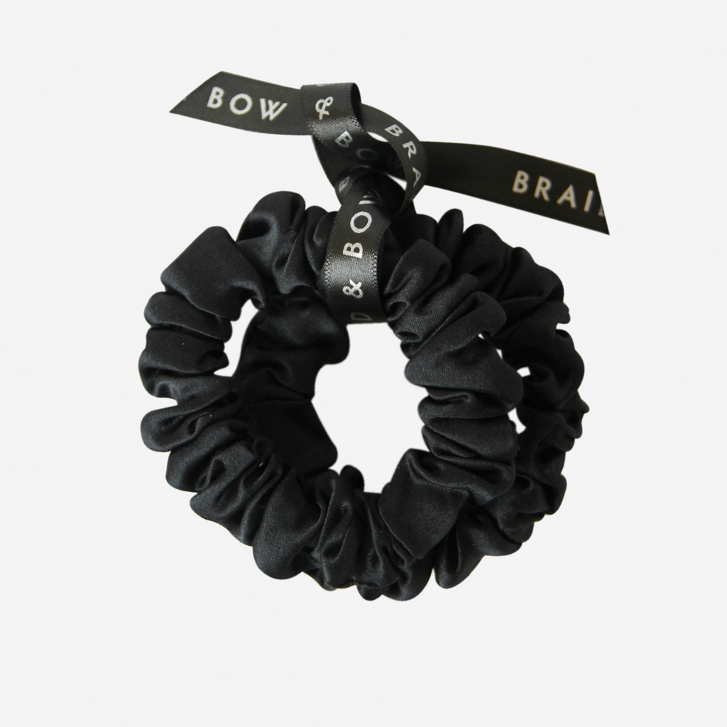 Set of 2 Black Silk Scrunchies