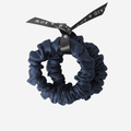 Set of 2 Navy Blue Silk Scrunchies
