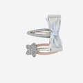 Set of 2 Silver Bow & Star Hair Clips