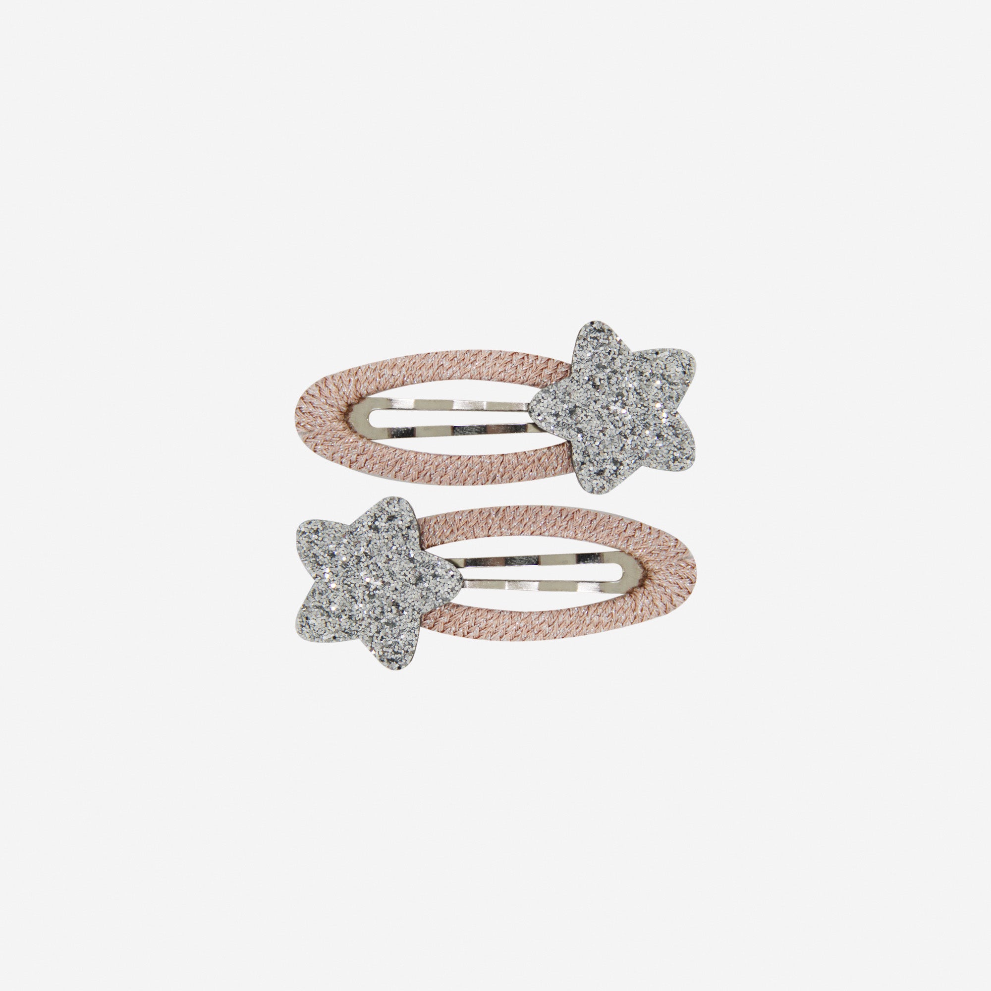 Set of 2 Pink & Silver Star Hair Clips
