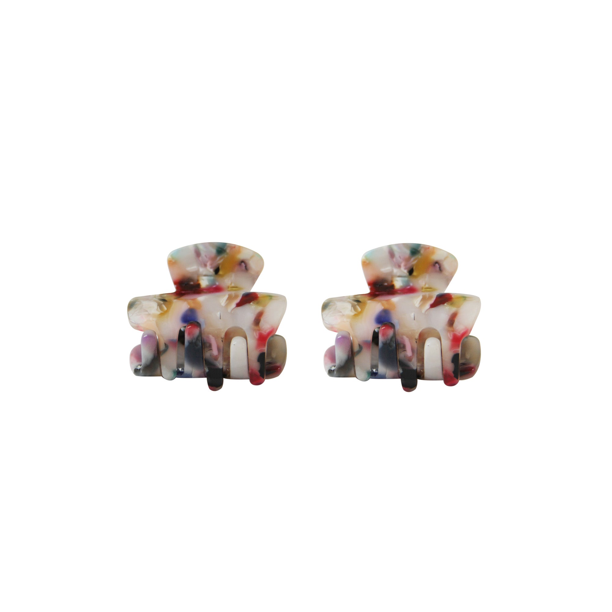 Pair of colorful hair claws on a white background