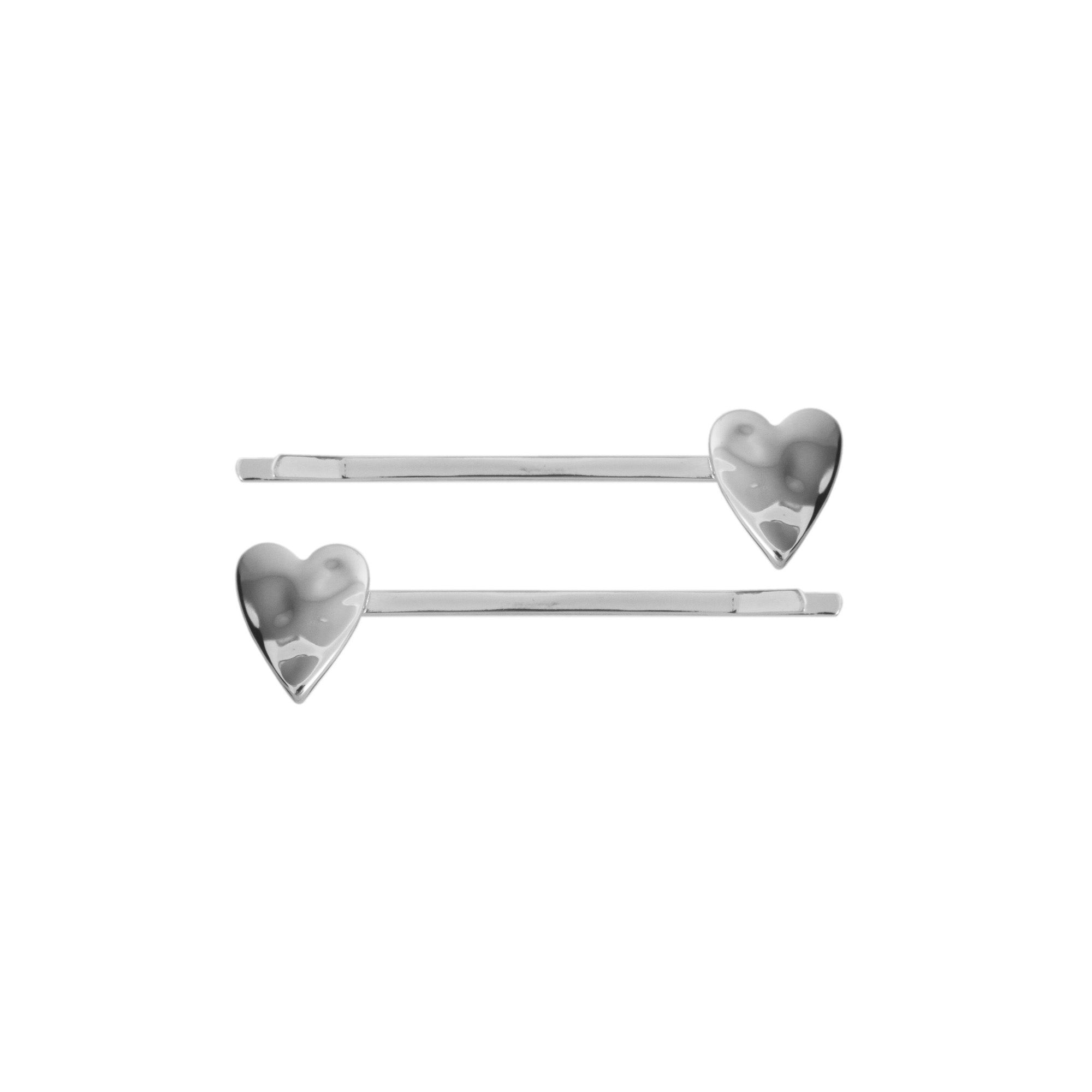 Set of 2 Silver Heart Hair Slides