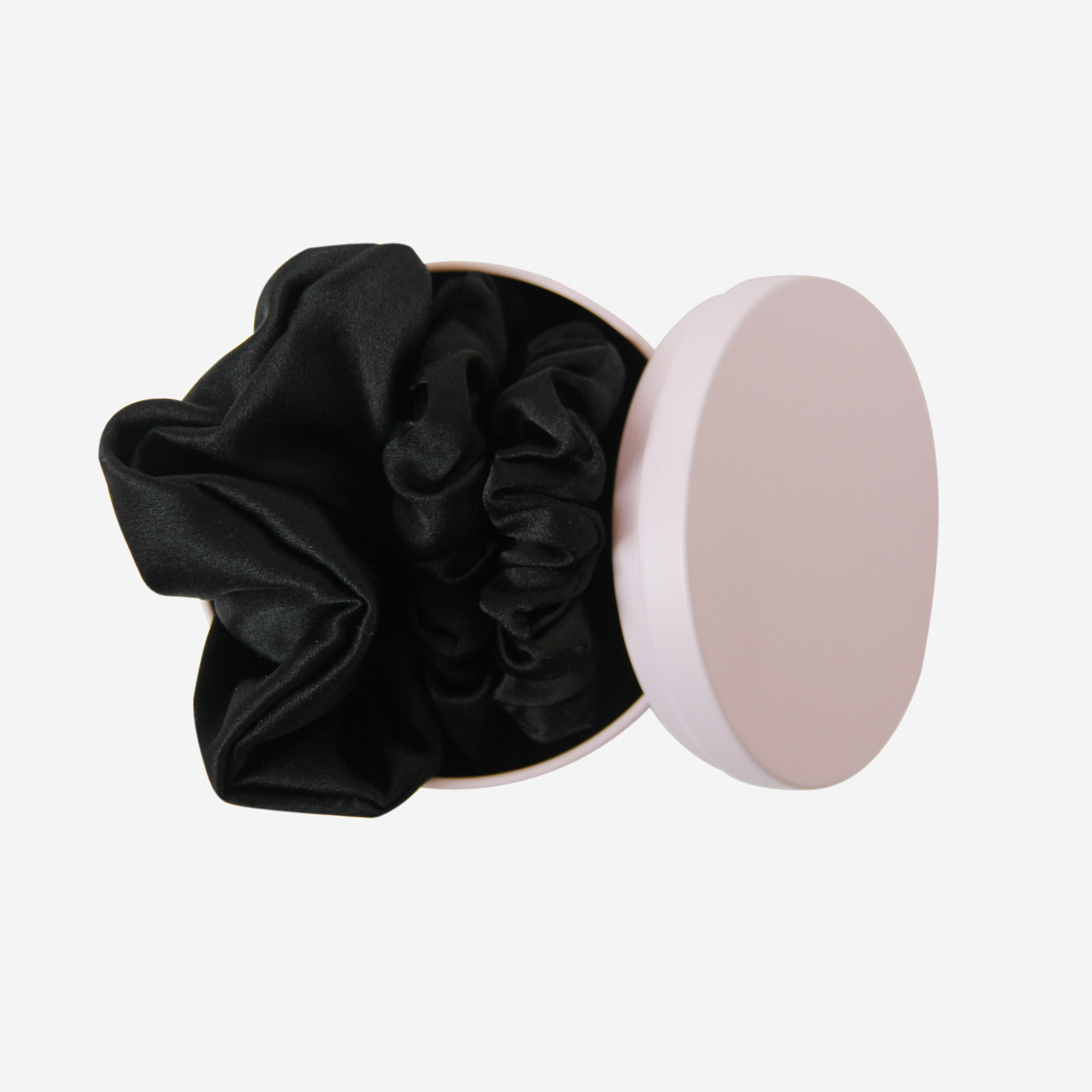 Set of 3 Black Silk Scrunchies in a Keepsake Tin