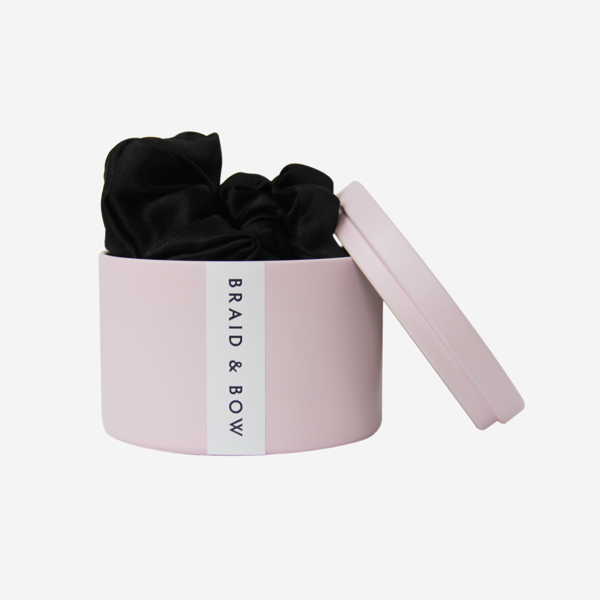 Set of 3 Black Silk Scrunchies in a Keepsake Tin