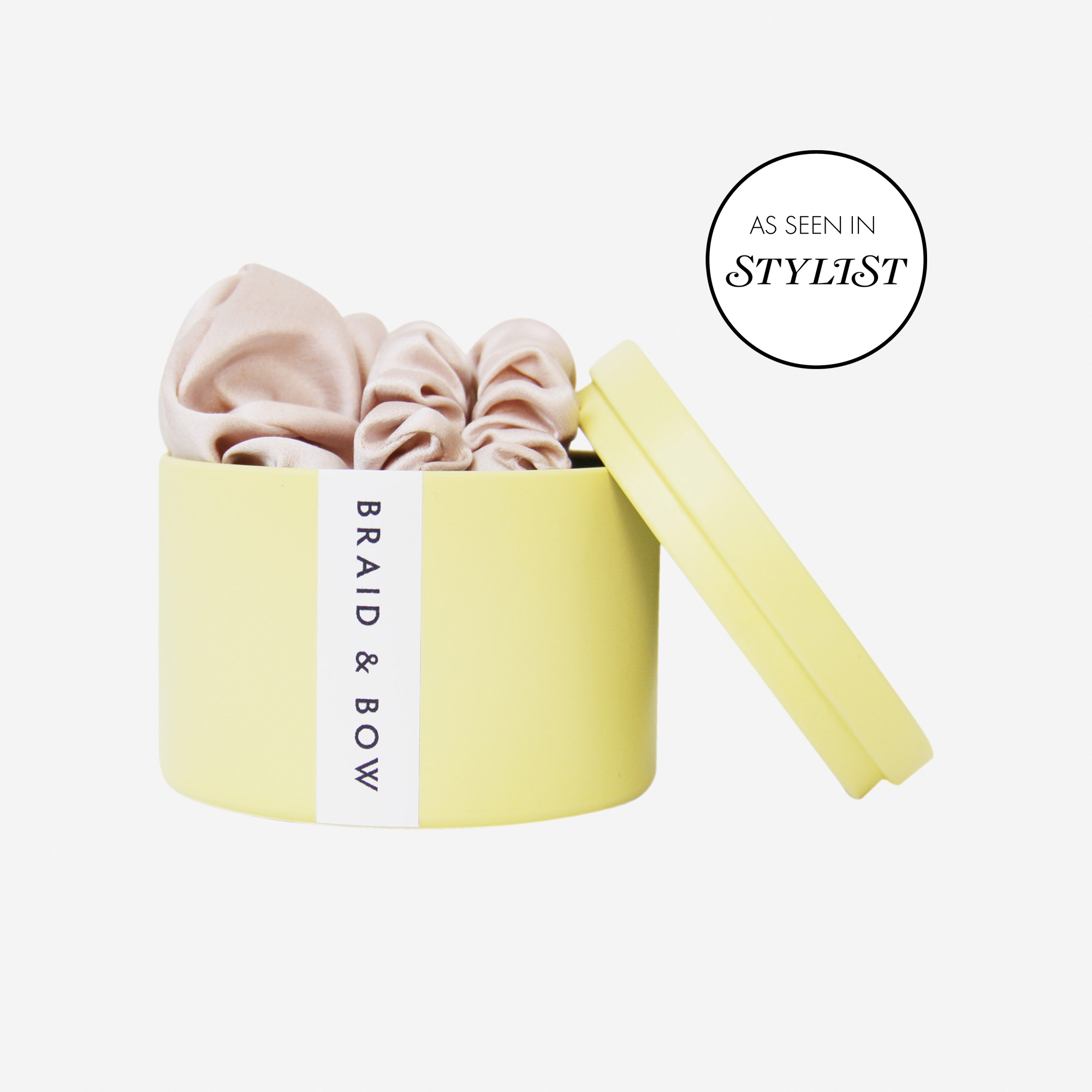 Set of 3 Blush Silk Scrunchies in a Keepsake Tin