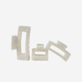 Set of 3 rectangle pearlised resin hair claws on an off white background