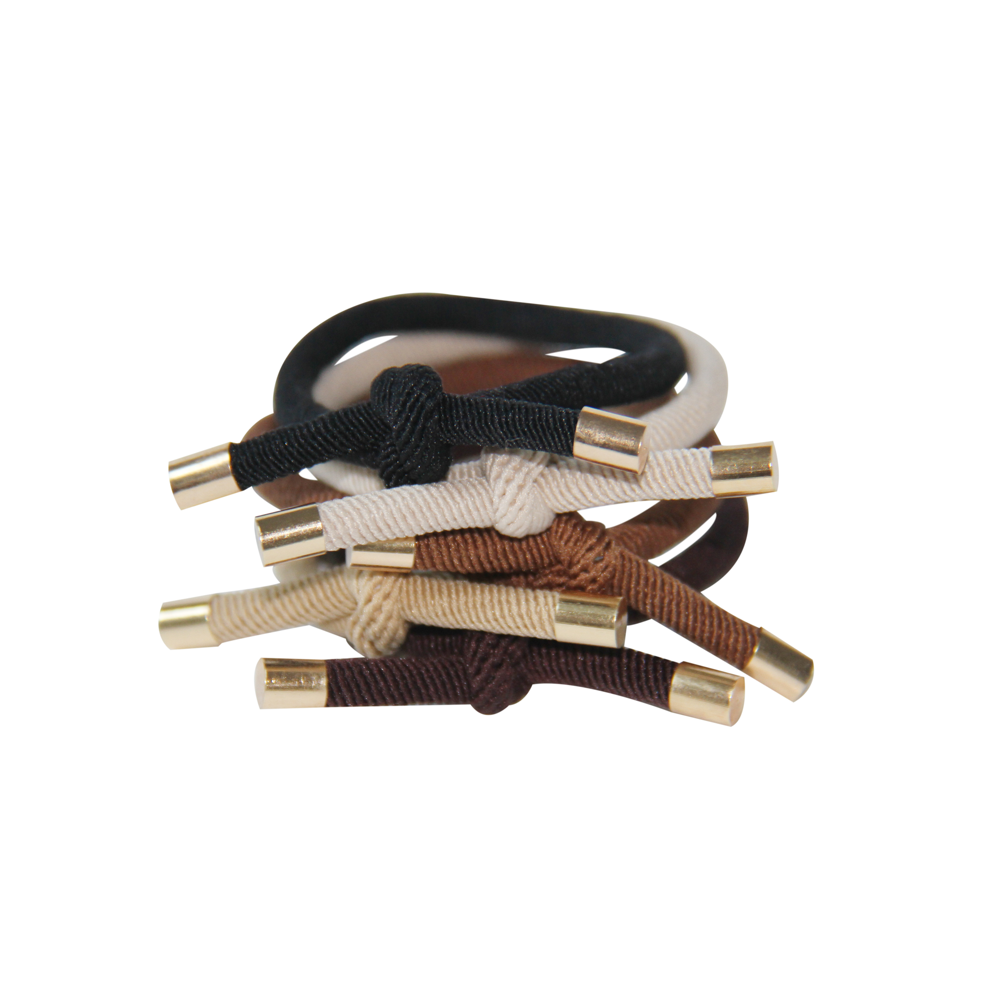 Set of 5 Black & Brown Knot Hair Ties