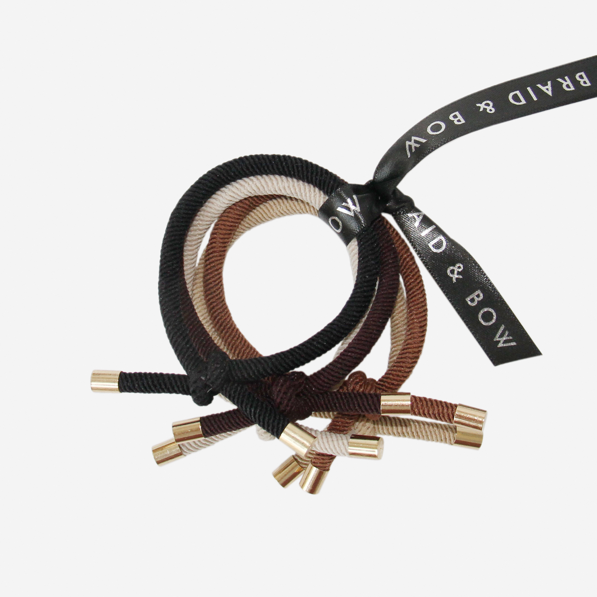 Set of 5 Black & Brown Knot Hair Ties