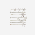 Set of 7 Crystal Star & Moon Hair Slides