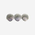 Silver shell hair barrette, featuring 3 shells on an off white background