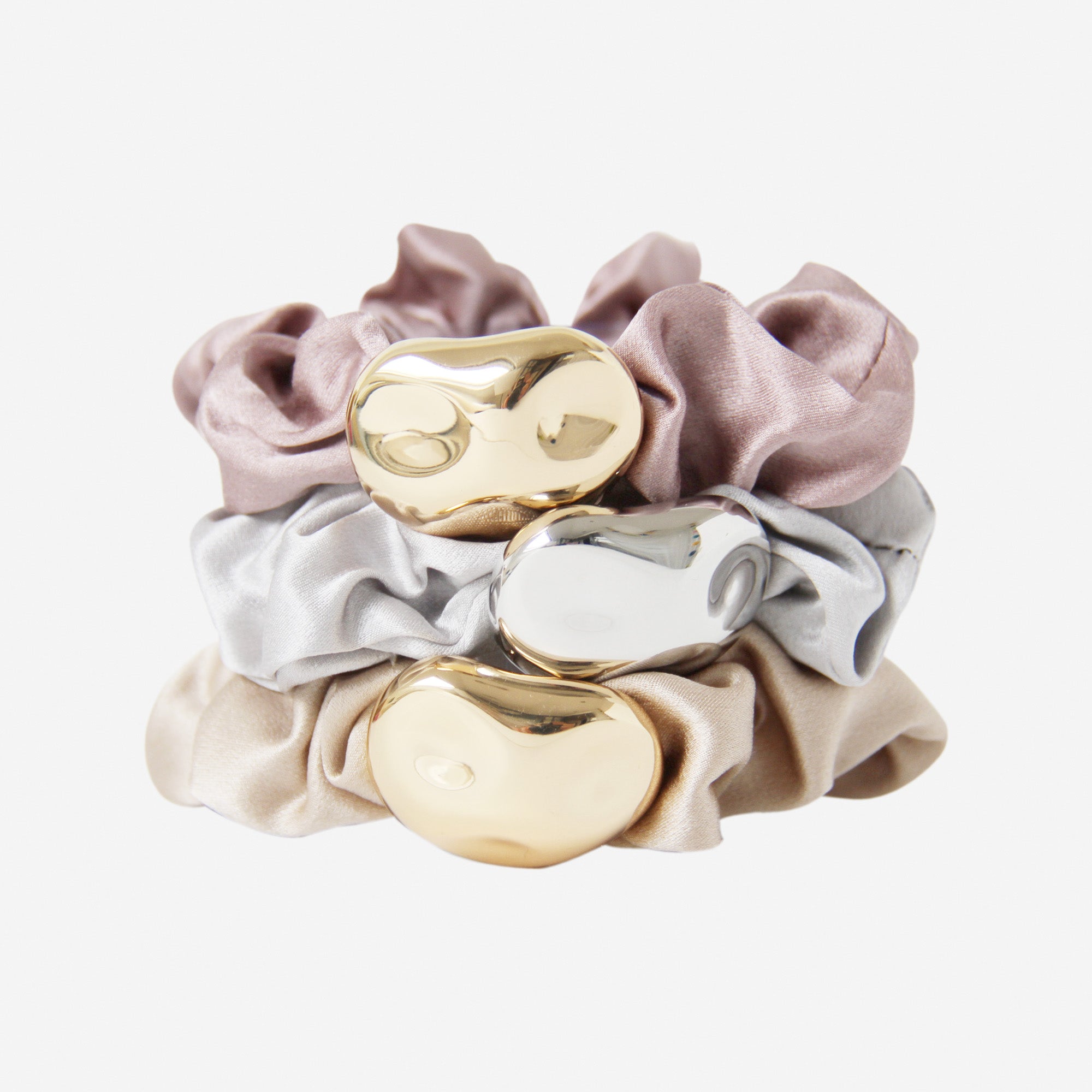 Silver Silk Scrunchie