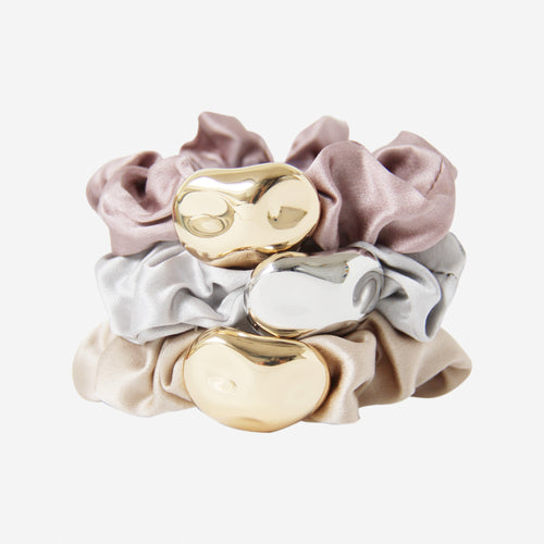 Champagne and Gold Silk Scrunchie