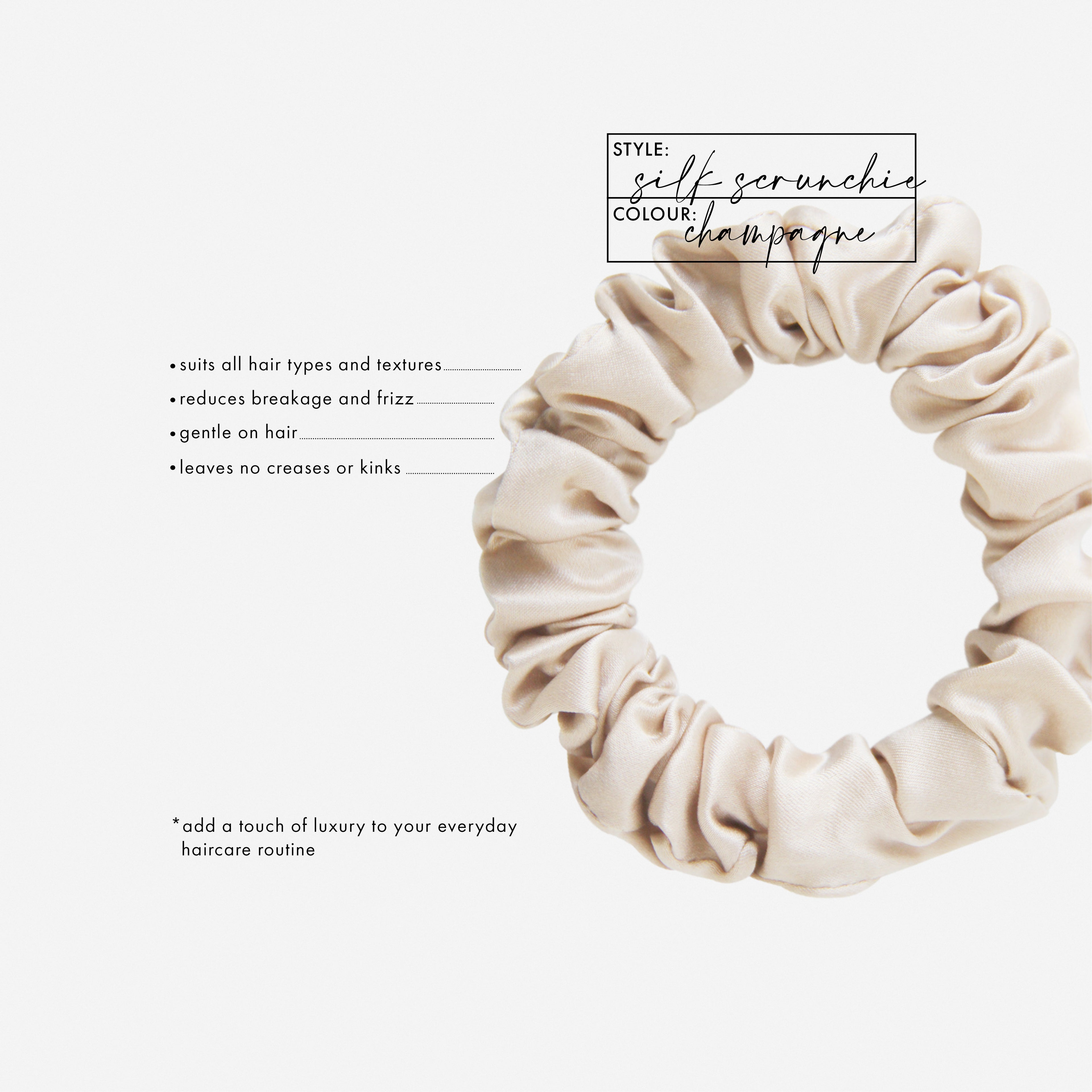 Set of 3 Champagne Silk Scrunchies in a Keepsake Tin