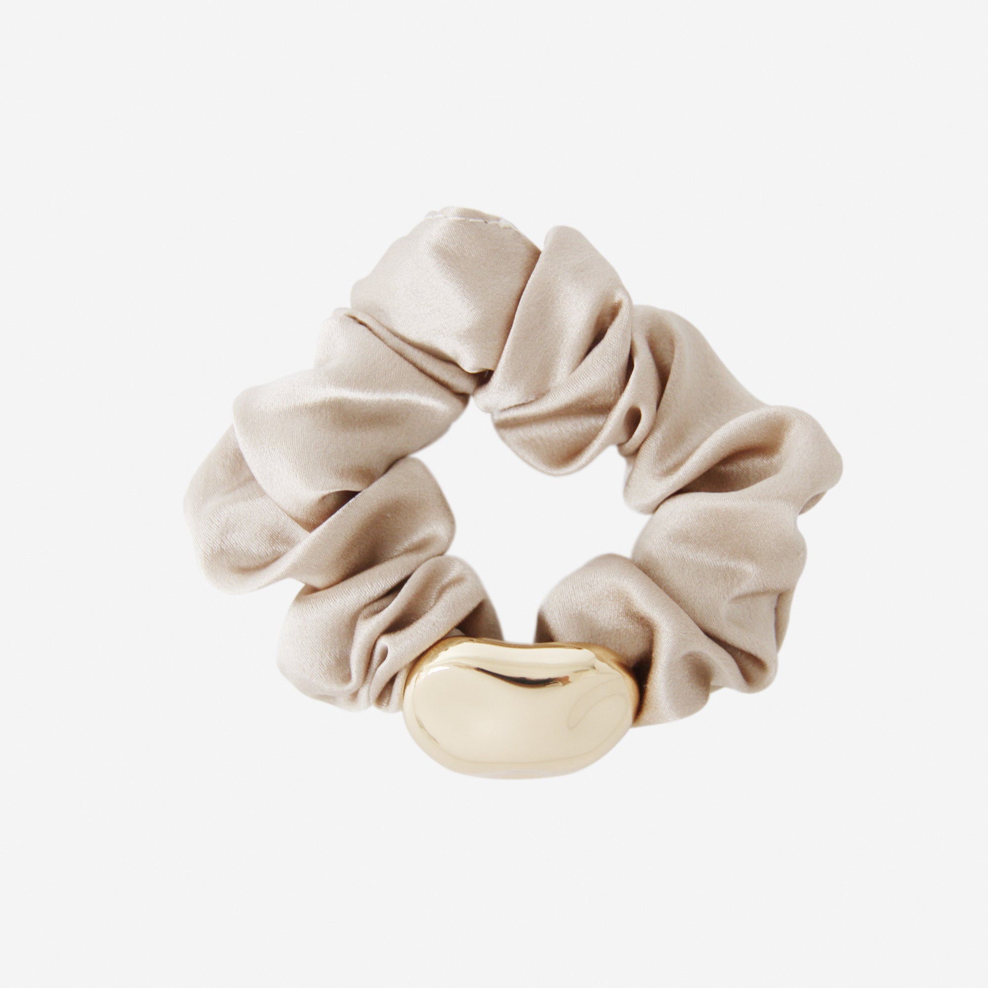Champagne and Gold Silk Scrunchie