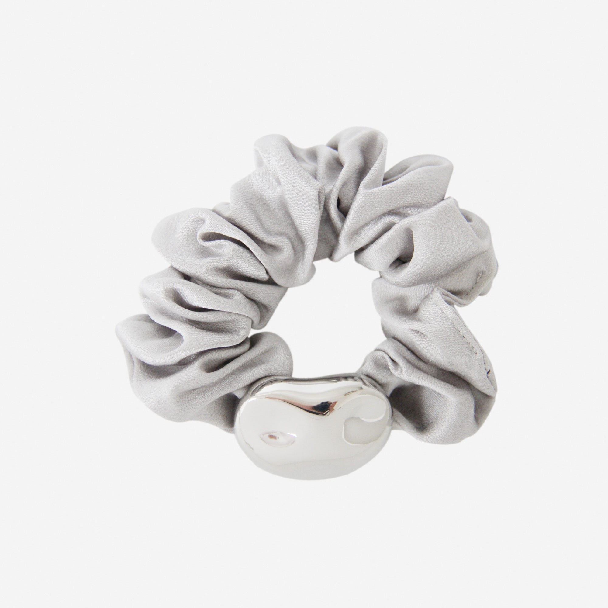 Silver Silk Scrunchie