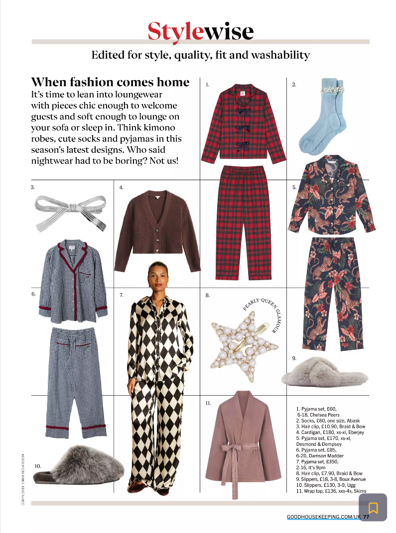 Silver ribbon bow hair clip and gold and pearl star hair clip featured in Good Housekeeping shopping pages