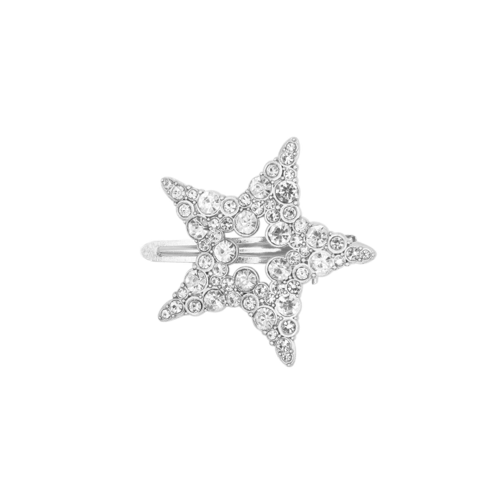 Silver and Pearl Star Hair Clip