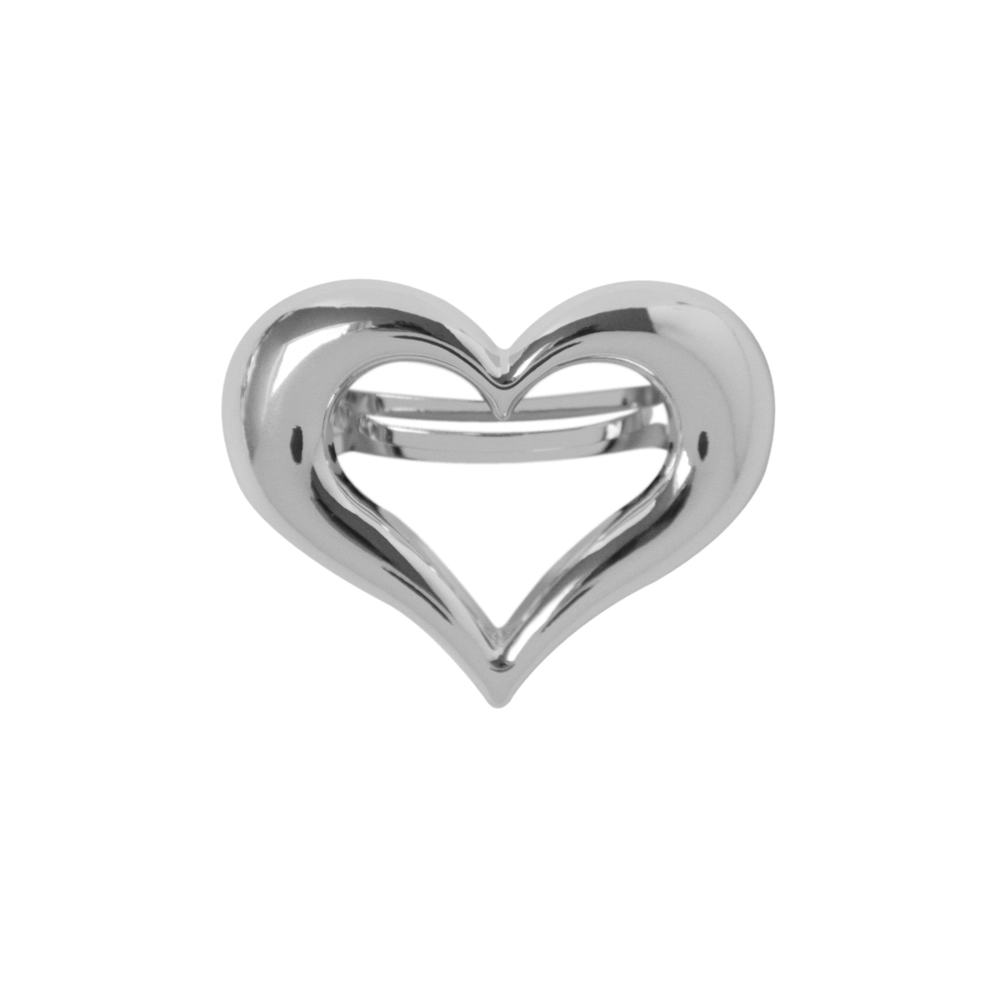 Bold Silver Heart Hair Clip