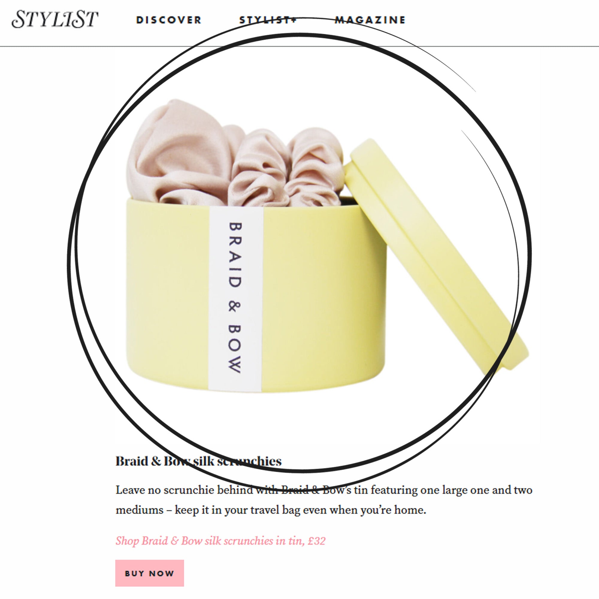 Set of 3 Blush Silk Scrunchies in a Keepsake Tin