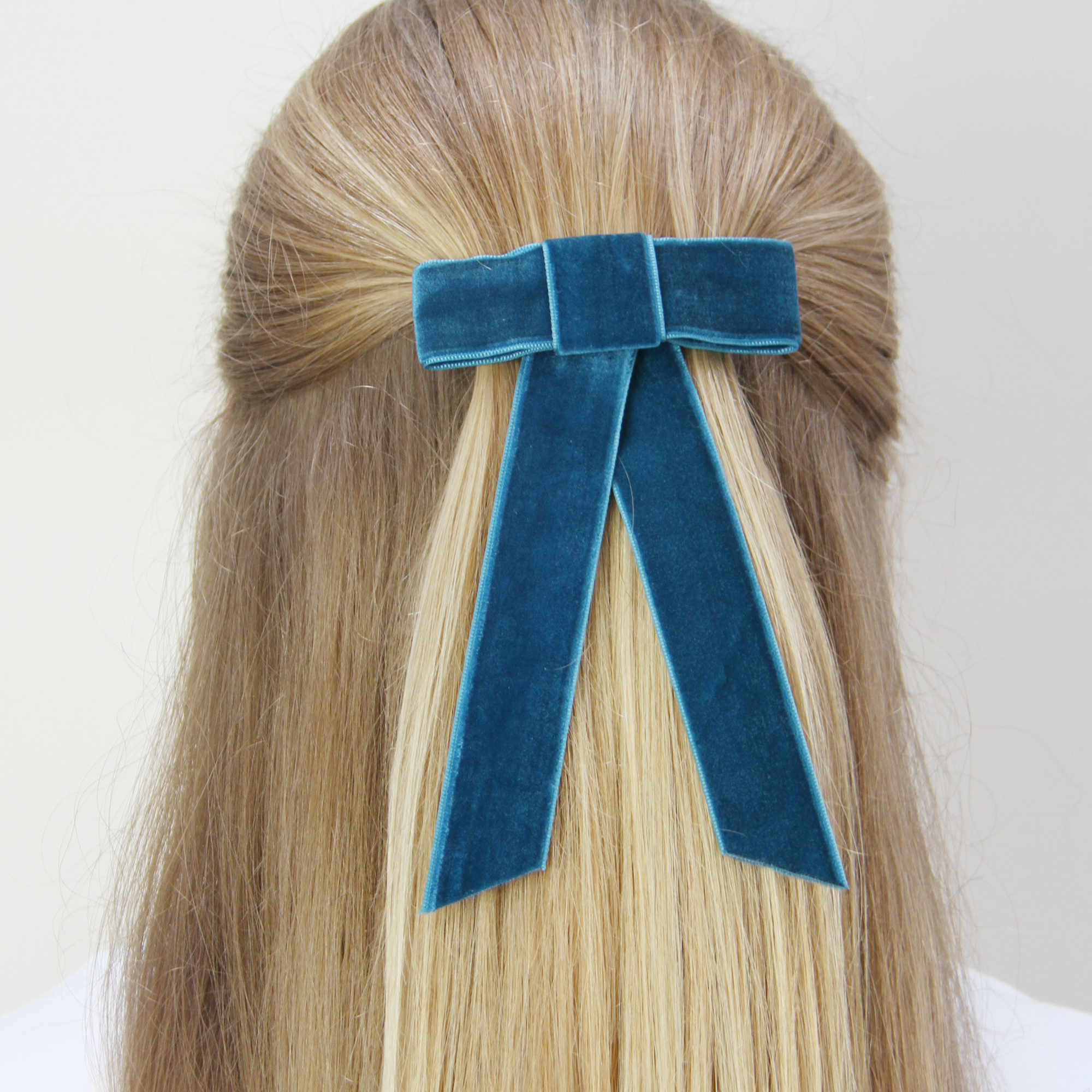 Teal Velvet Hair Bow