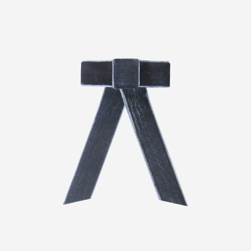Navy Blue velvet hair bow on an off white background