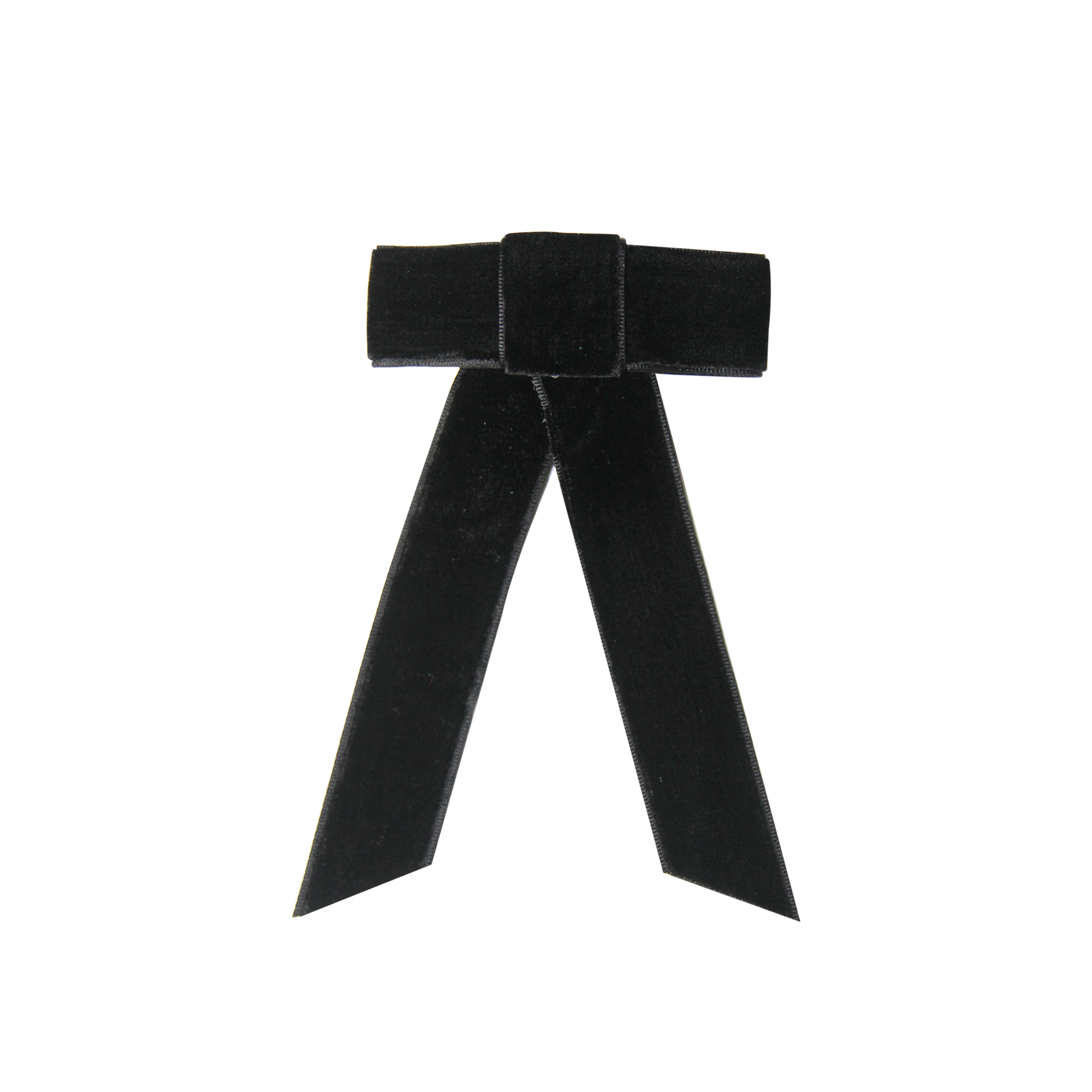 Black velvet hair bow on a white background