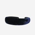 Navy Blue silk velvet padded headband on an off white background