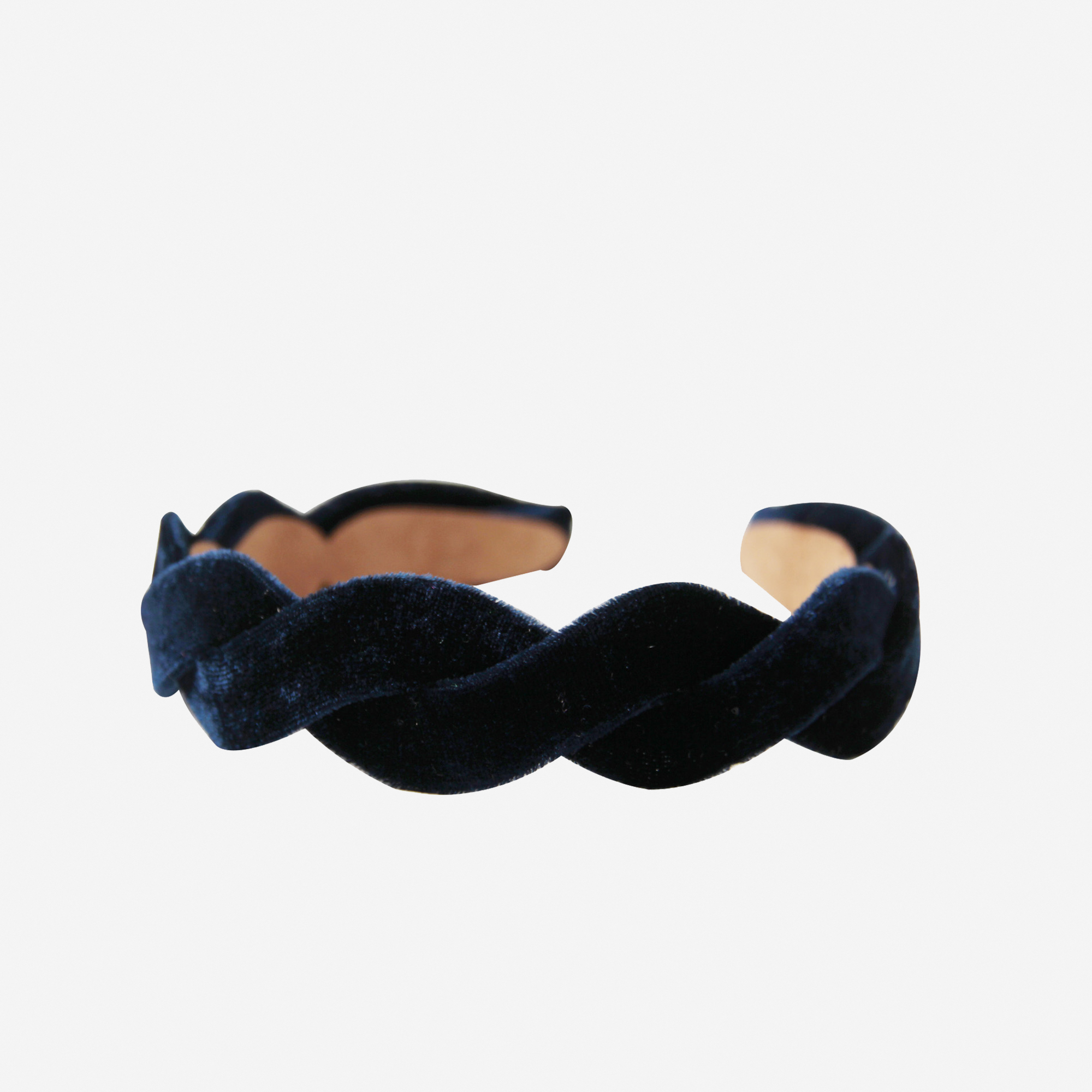 Navy Blue velvet wave headband on an off white background