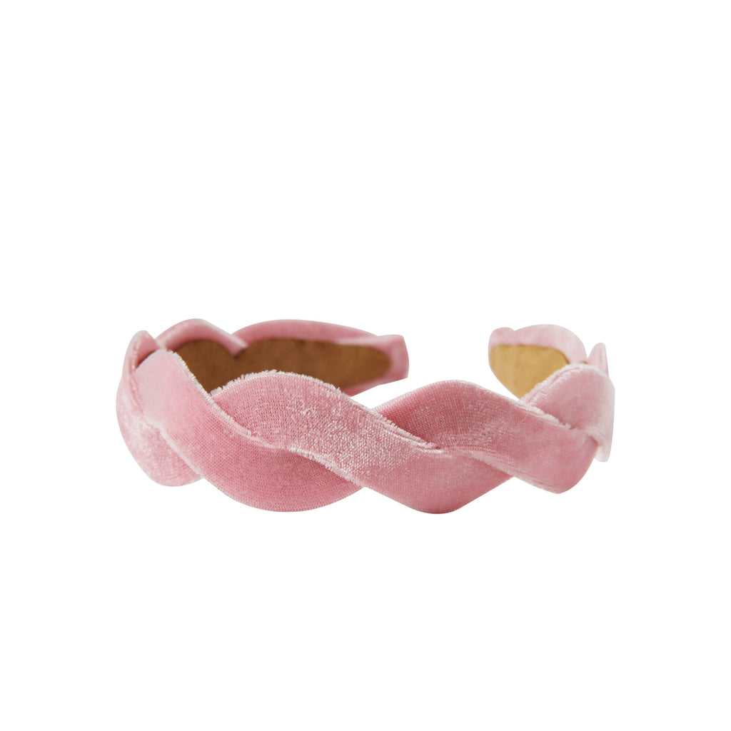 Light Pink velvet wave headband on a white background
