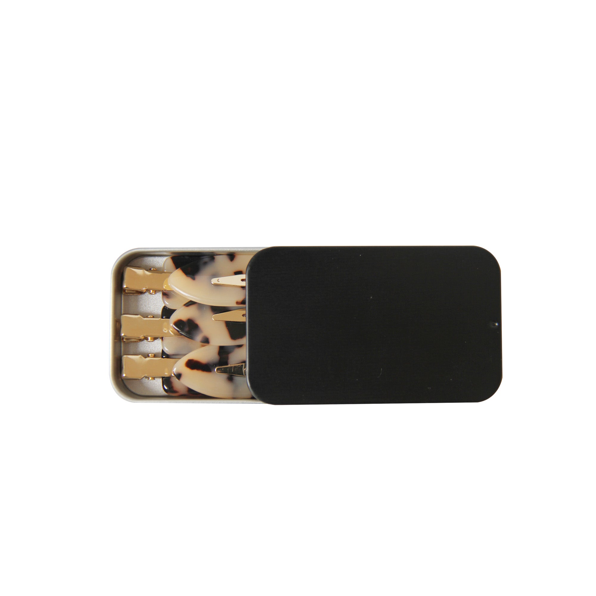 Non Crease Hair Clips in Black Tin