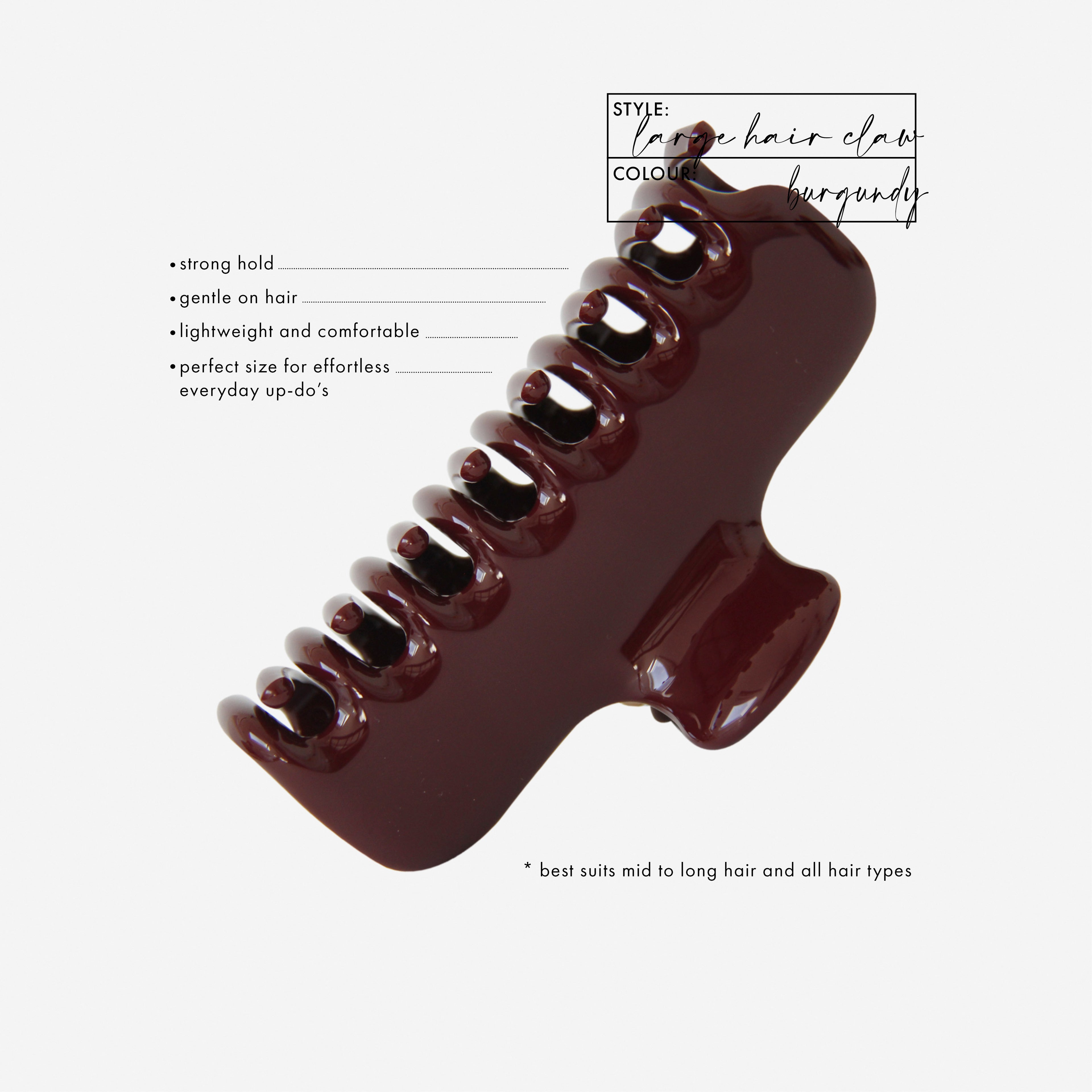 Large Burgundy Hair Claw