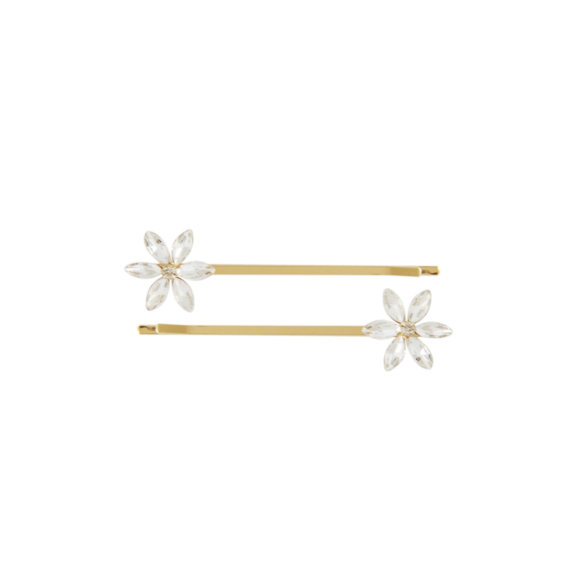 Set of 2 Crystal Flower Hair Clips