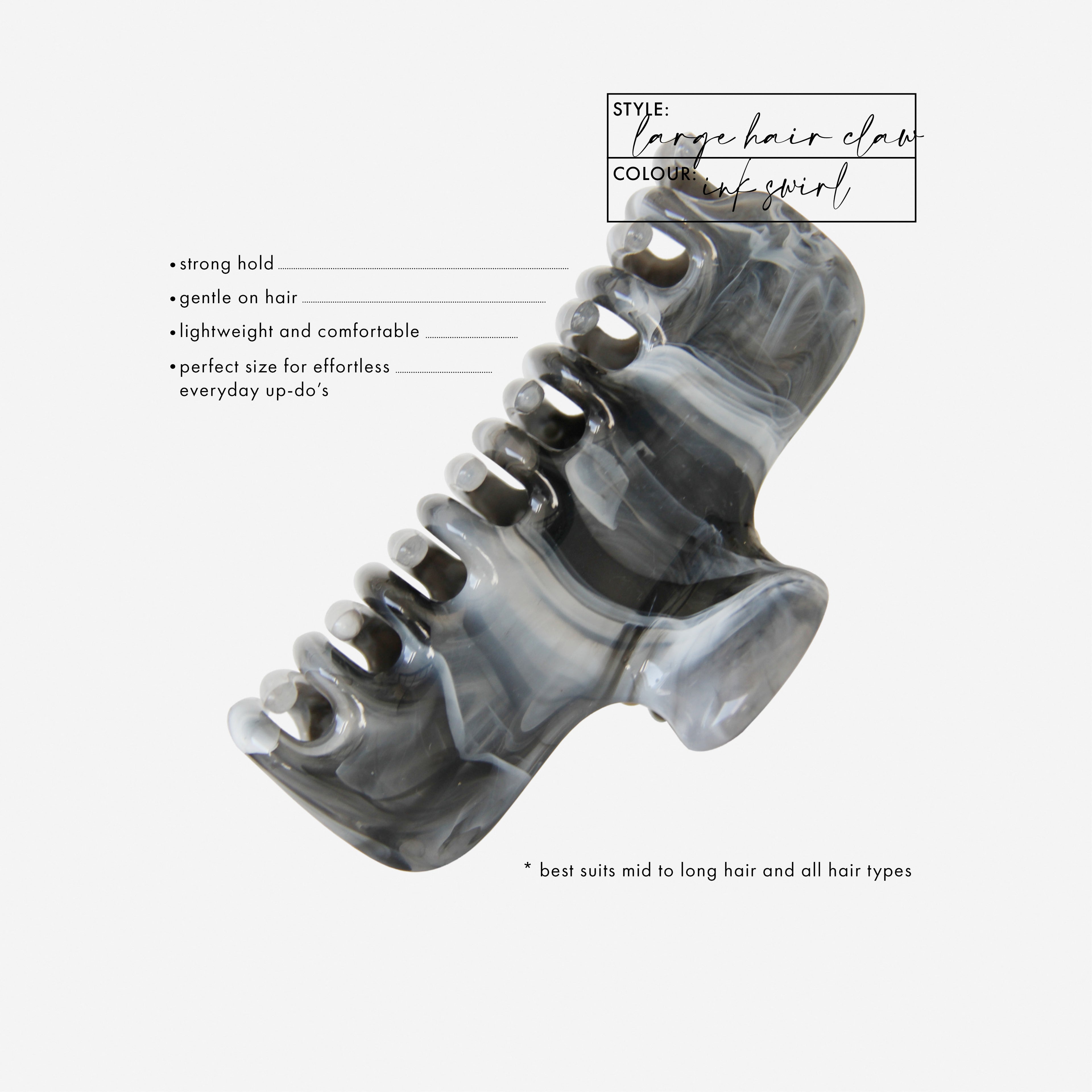 Large Ink Swirl Hair Claw