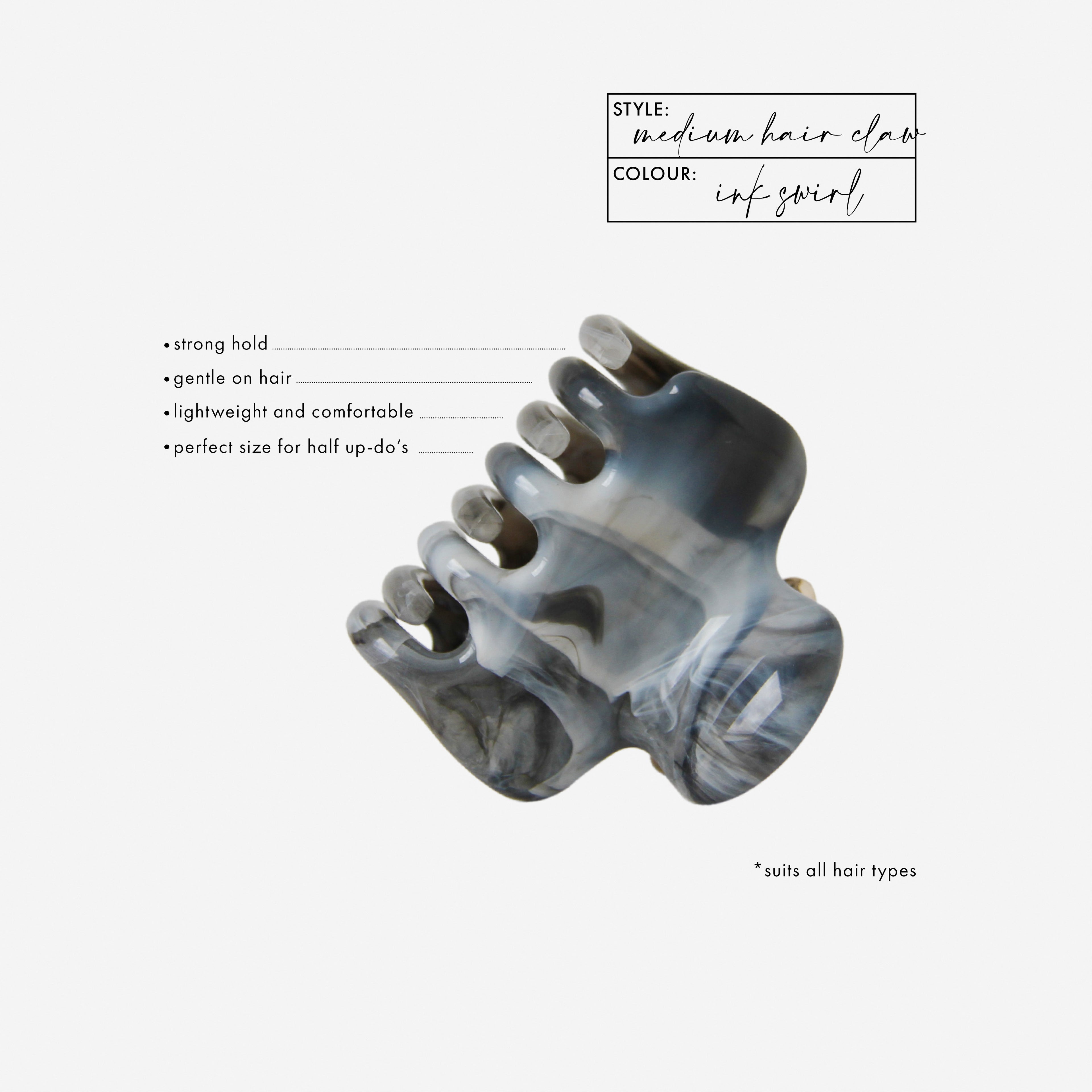 Medium Ink Swirl Hair Claw