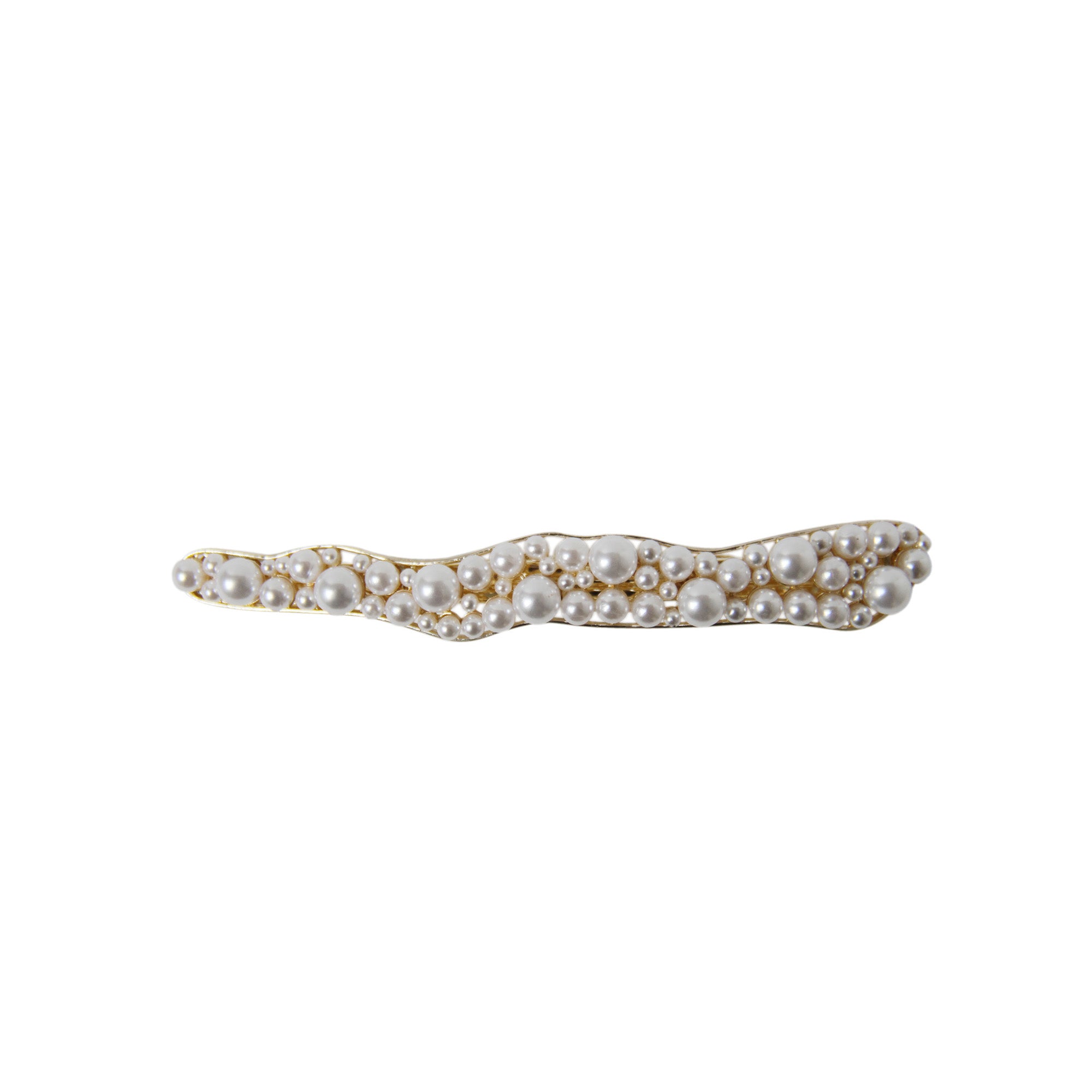 Pearl and Gold Organic Barrette Hair Clip
