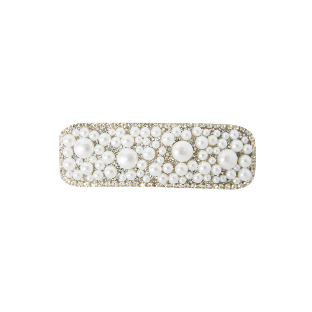 Pearl & Crystal Rectangle Snap Hair Clip