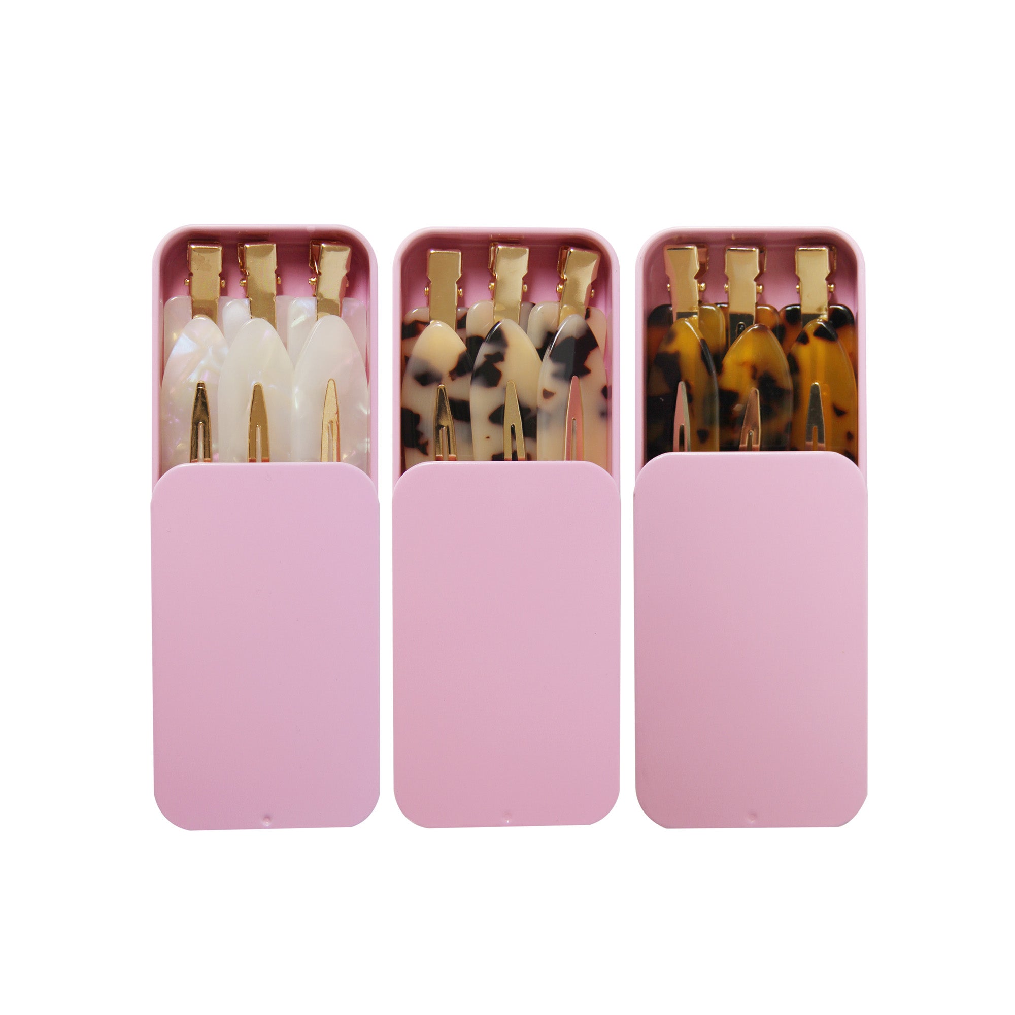 Non Crease Hair Clips in Pink Tin