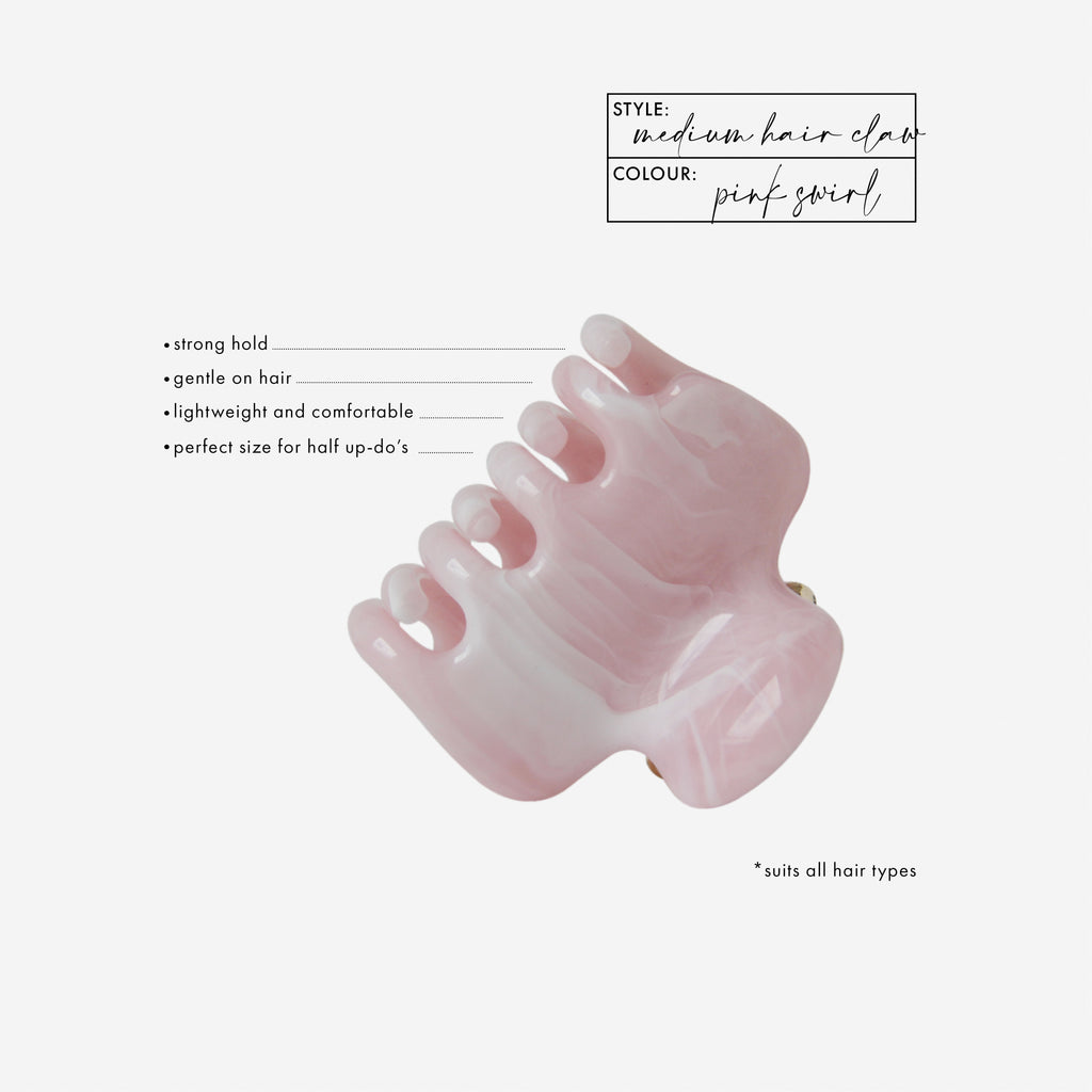 Medium Pink Swirl Hair Claw