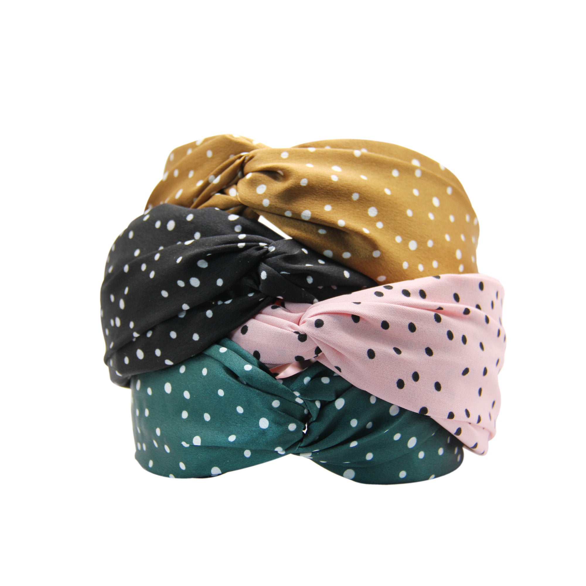 Pink Polka Dot Twist Headband