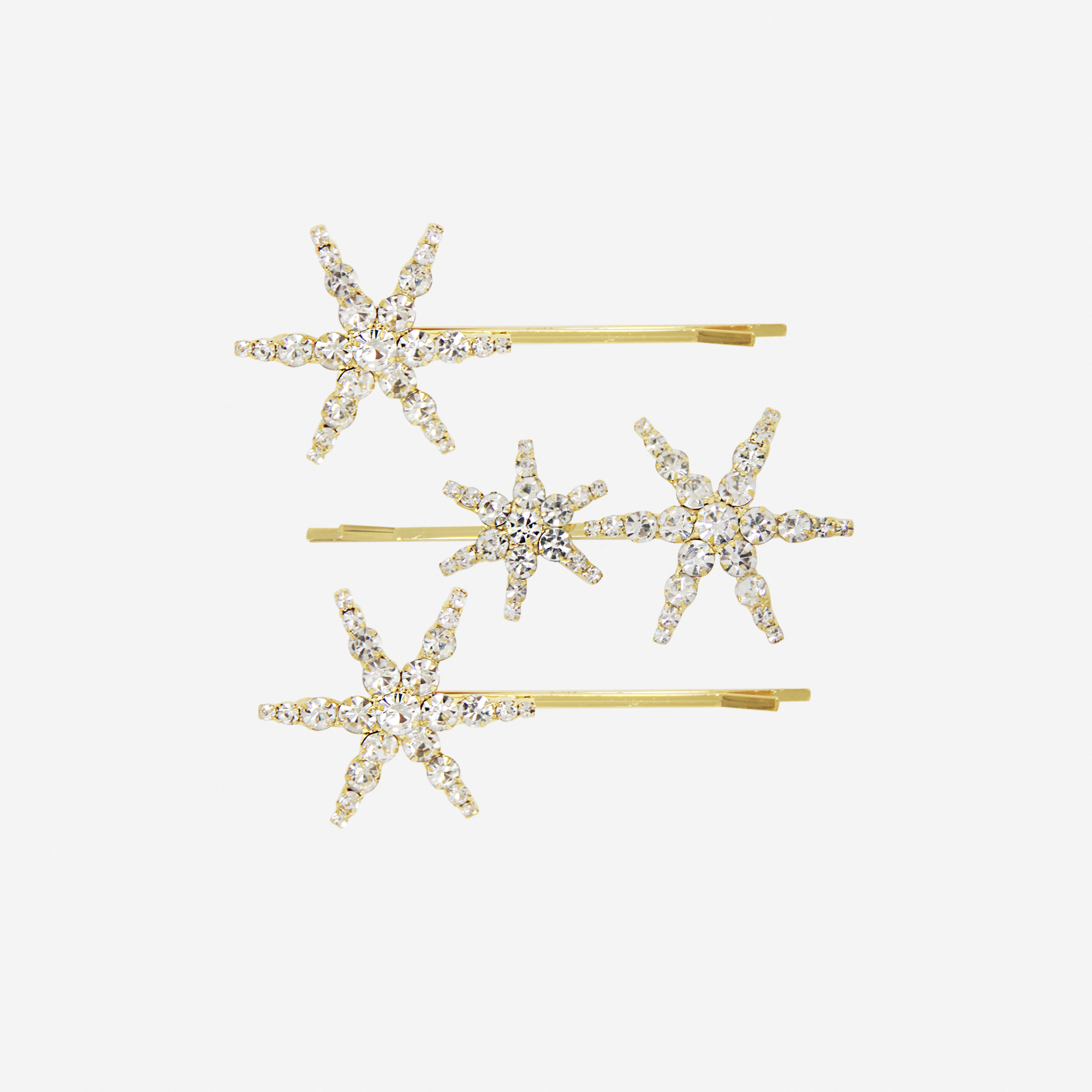 Set of 3 Crystal Star Hair Slides