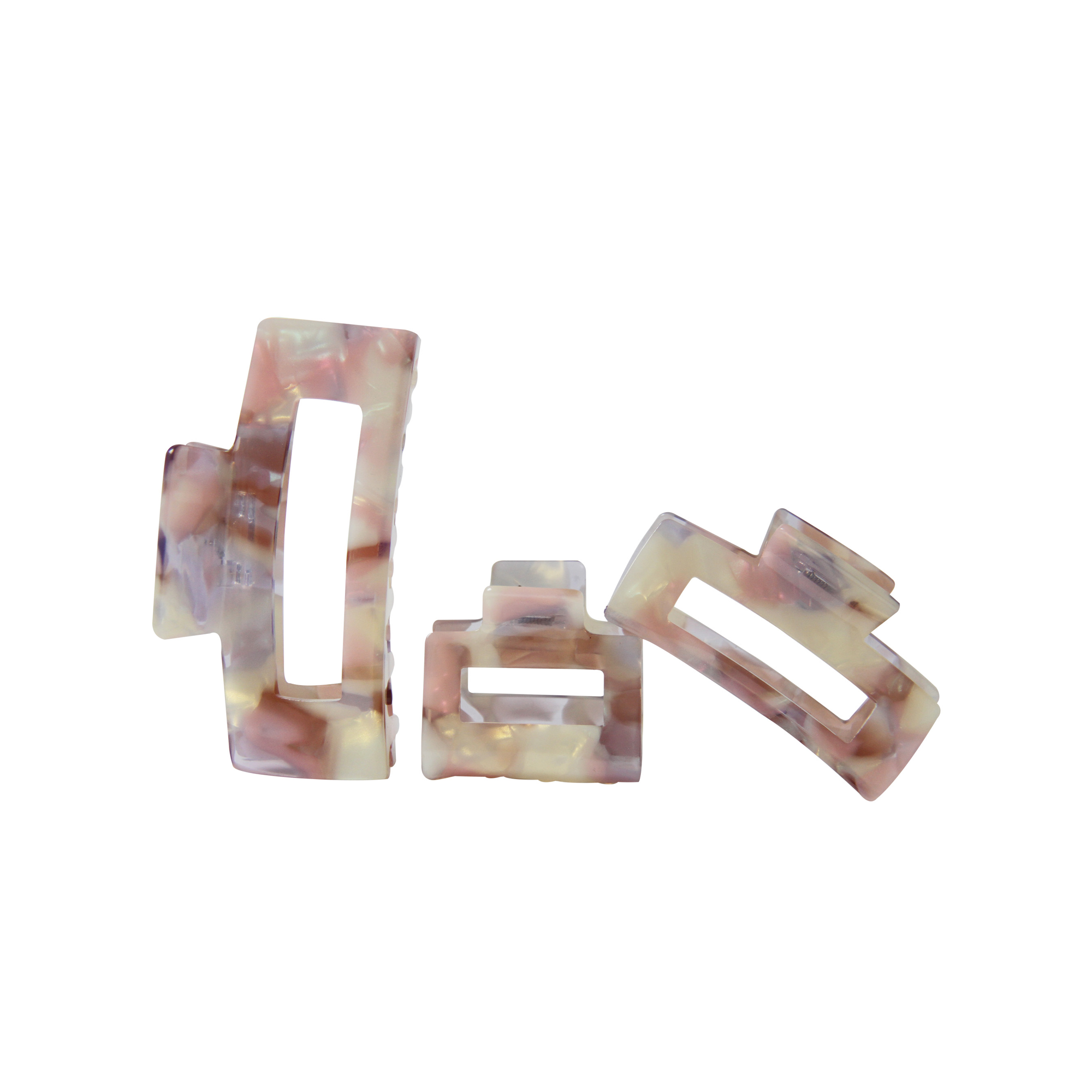 Set of 3 Pink & Purple Pearlised Hair Claws